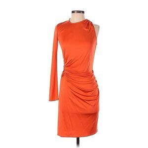 NWOT Issa London Orange Silk One Sleeve Draped Mini Dress 2